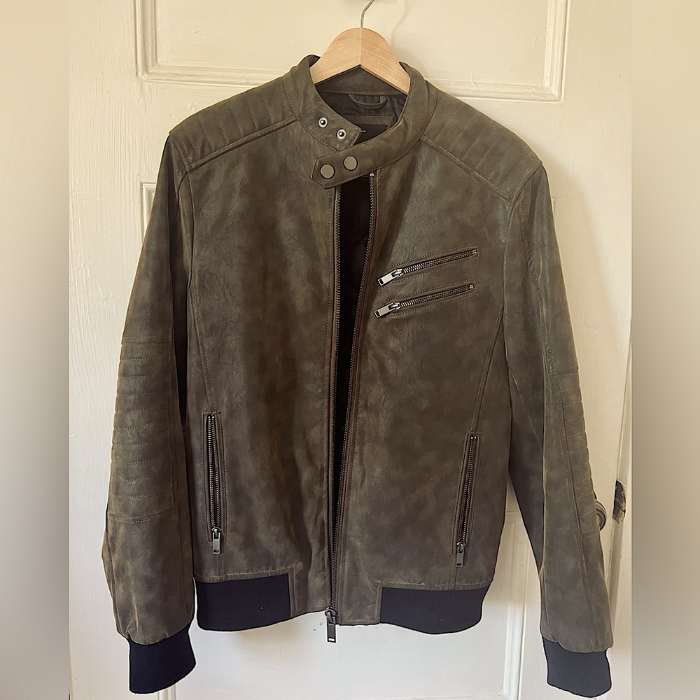 River Island Brown Suede Bomber Jacket Mens XS